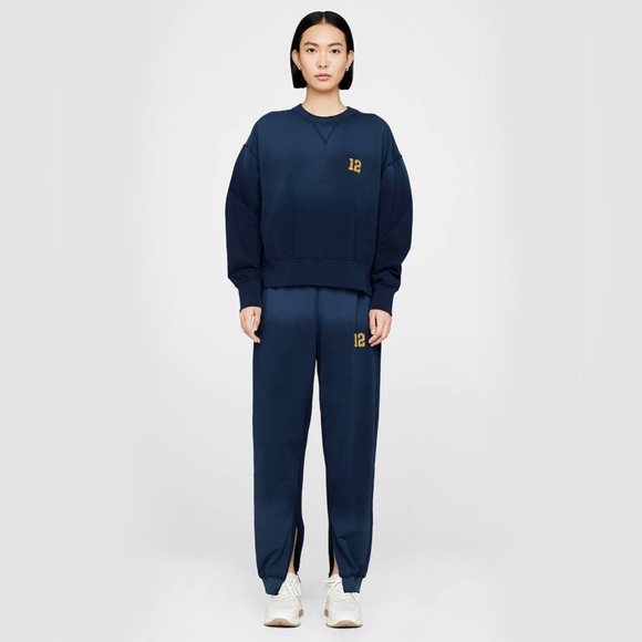 Anine Bing Sport Navy Sweatpants with Gold Embroidery - Picture 5 of 11